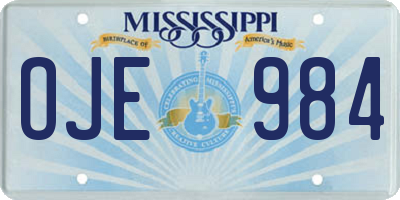 MS license plate OJE984