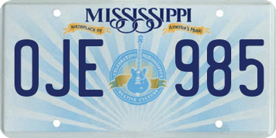 MS license plate OJE985