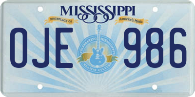 MS license plate OJE986