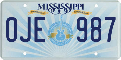 MS license plate OJE987