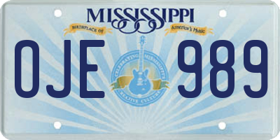 MS license plate OJE989