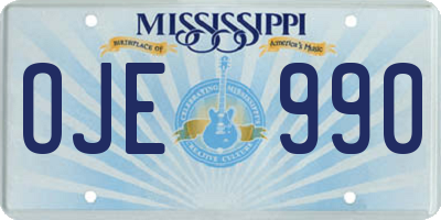 MS license plate OJE990