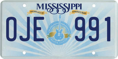 MS license plate OJE991