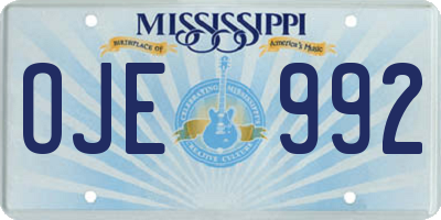MS license plate OJE992