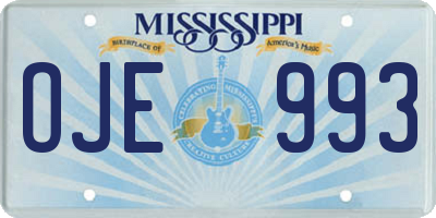MS license plate OJE993