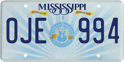 MS license plate OJE994