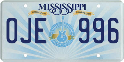 MS license plate OJE996