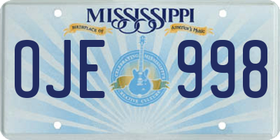 MS license plate OJE998