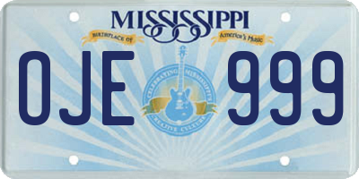 MS license plate OJE999