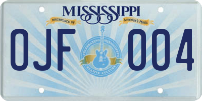 MS license plate OJF004