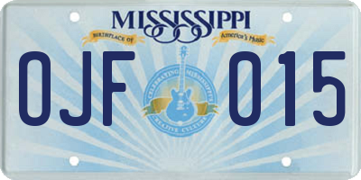 MS license plate OJF015