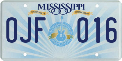MS license plate OJF016