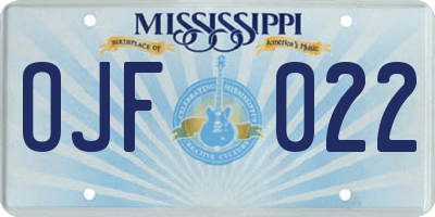 MS license plate OJF022