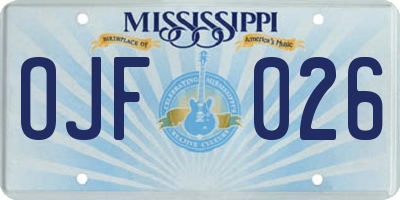 MS license plate OJF026