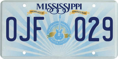 MS license plate OJF029