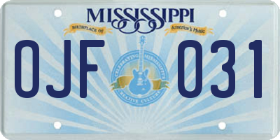 MS license plate OJF031