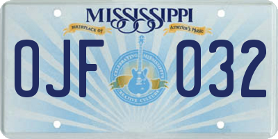 MS license plate OJF032