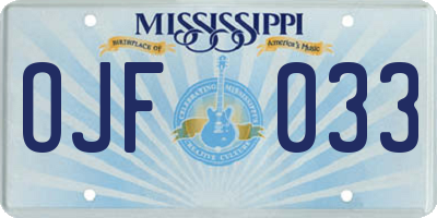MS license plate OJF033
