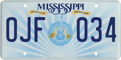 MS license plate OJF034