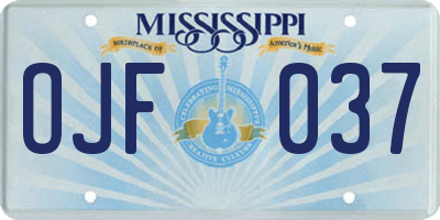 MS license plate OJF037