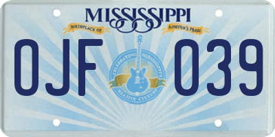 MS license plate OJF039