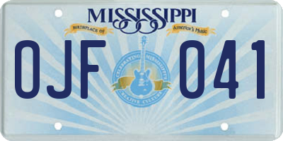 MS license plate OJF041