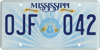 MS license plate OJF042
