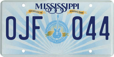MS license plate OJF044