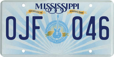 MS license plate OJF046