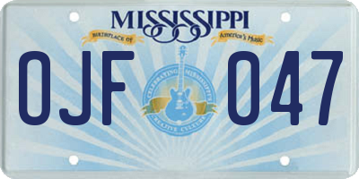 MS license plate OJF047
