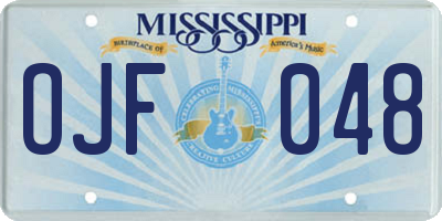 MS license plate OJF048