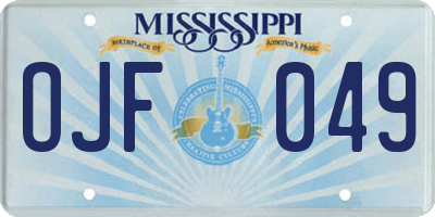 MS license plate OJF049