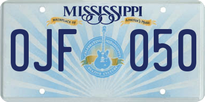 MS license plate OJF050