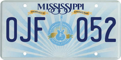 MS license plate OJF052