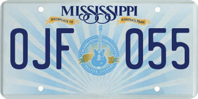 MS license plate OJF055