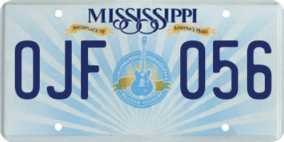 MS license plate OJF056