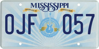 MS license plate OJF057
