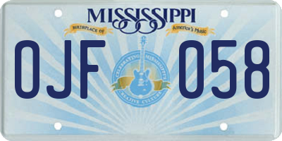 MS license plate OJF058
