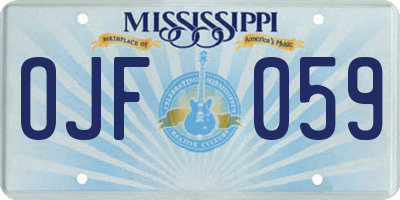 MS license plate OJF059