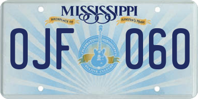 MS license plate OJF060