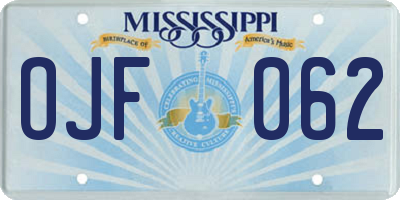 MS license plate OJF062