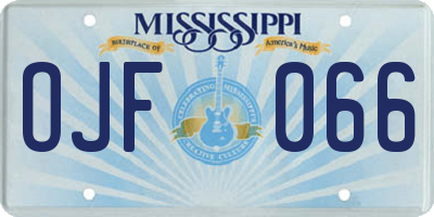 MS license plate OJF066