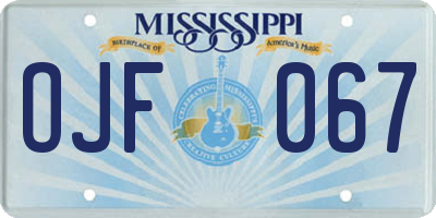 MS license plate OJF067