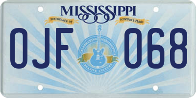MS license plate OJF068