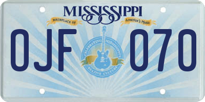 MS license plate OJF070
