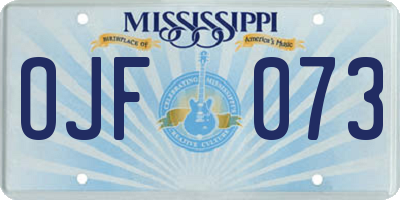 MS license plate OJF073