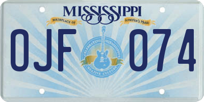 MS license plate OJF074