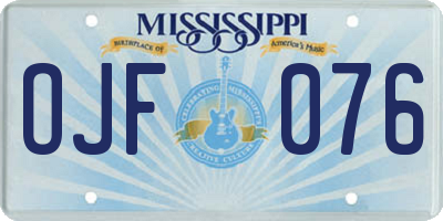 MS license plate OJF076