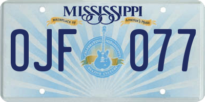 MS license plate OJF077