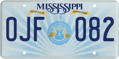 MS license plate OJF082